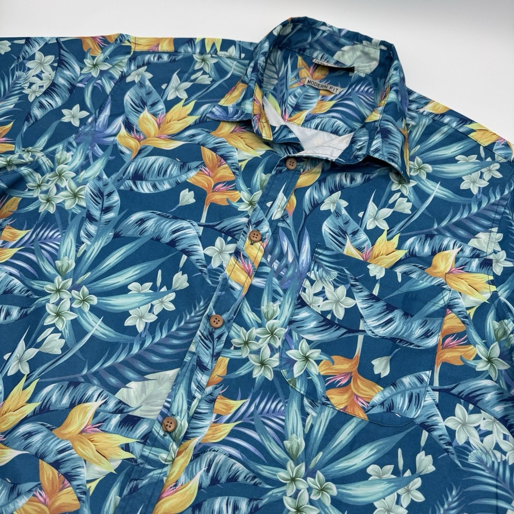R.S Island Inspired Resortwear XL‎ Tropical Short Sleeve No Tuck Button Up Shirt